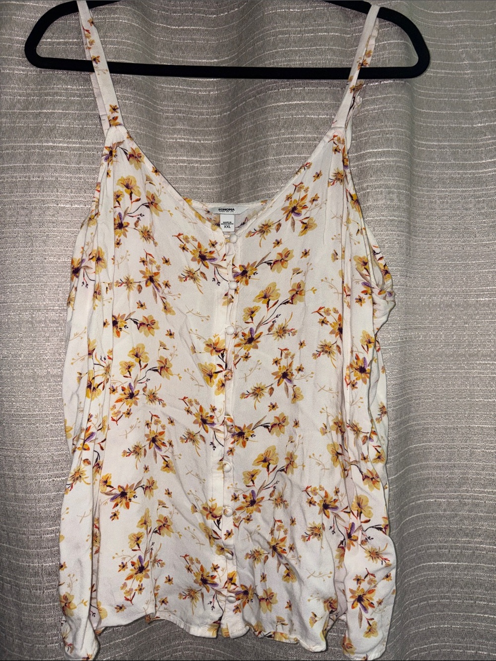 Women's White Floral Spaghetti Strap Blouse